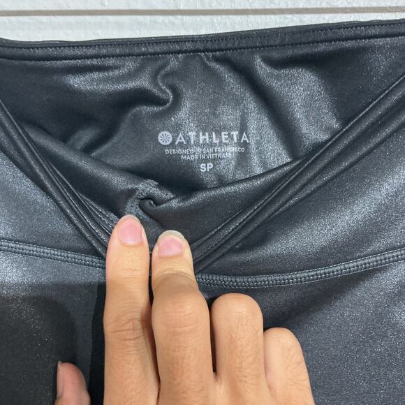 Athleta Black Shimmer High Waist Leggings Sz SP - Picture 5 of 11